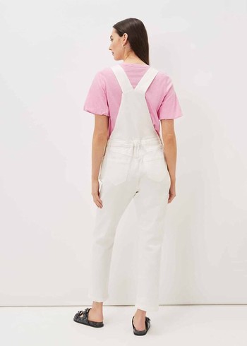 Phase Eight Khari Denim Dungarees Dress White USA | 2463950-WT